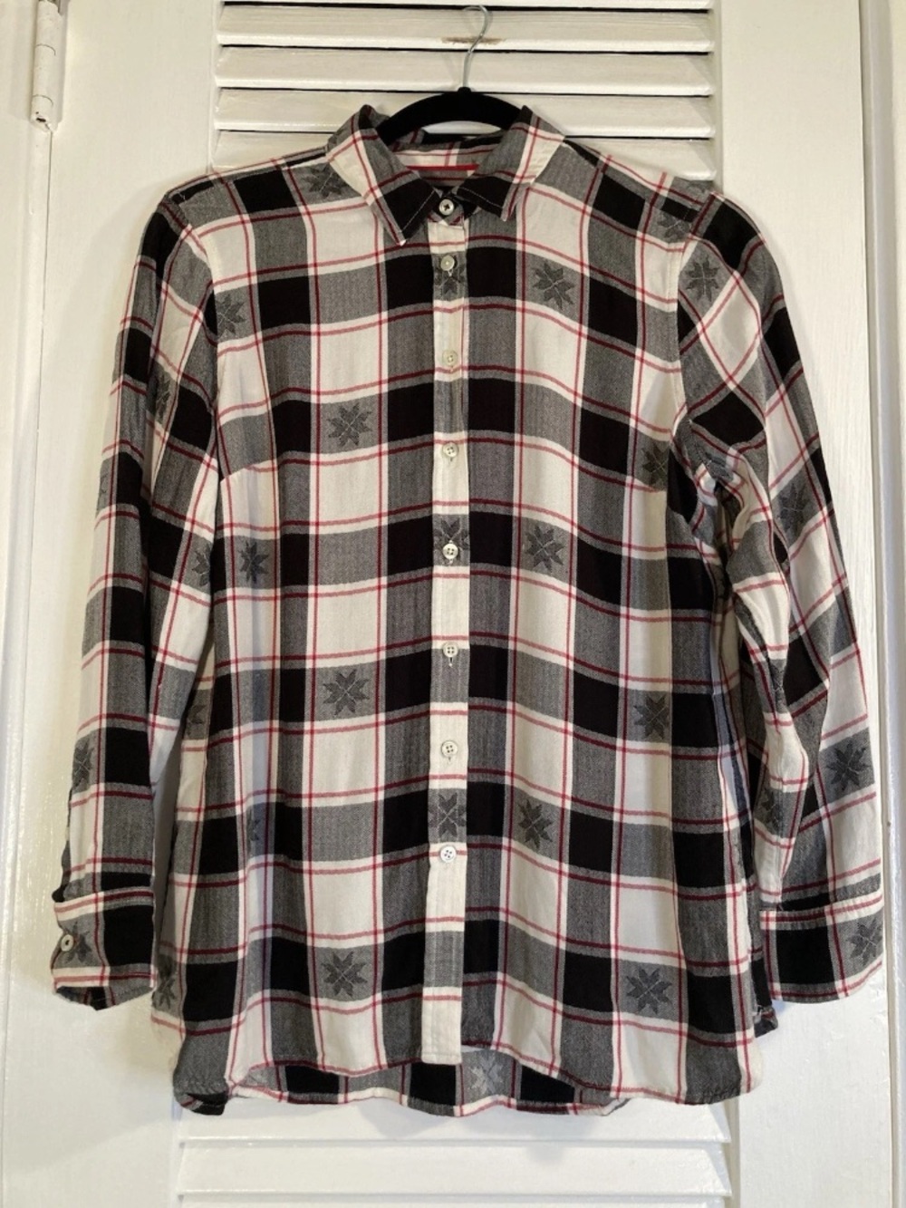Talbots Black, White & Red Plaid Button-Down Shirt
